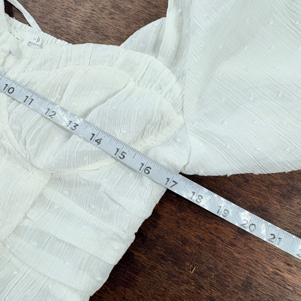 ASTR Corset Peplum Puff Sleeve Top Large Swiss Dot Coquette Renaissance Milkmaid - Picture 9 of 13